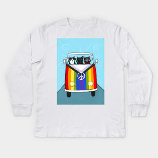 Happy Rainbow Road Trip Cats Kids Long Sleeve T-Shirt